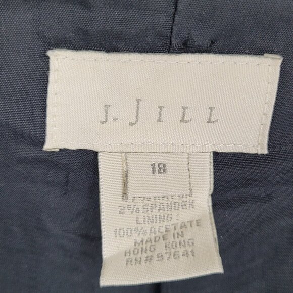 VTG J. Jill Black Wool Blend Stretch Lightweight Buttoned Lined Coat Size 18 - Picture 3 of 16